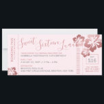Tropisch Sweet 16 Pool Luau Boarding Pass Kaart<br><div class="desc">Sweet 16 Hawaiian Luau Boarding Pass Invitation to a Tropical Theme or Pool Birthday Party, die gasten op een virtuele vakantie zal vervoeren met een tropisch reisthematicket in trendy roos Gold blush roze en grijs. Pas alle details van de sjabloon aan met de Design Tool van Zazzle om uw eigen...</div>