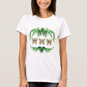 Tropisch T-shirt voor haar met Floral Butterflies