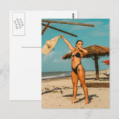 Tropisch tan lijnt Bikini Girl Foto Briefkaart (Voorkant / Achterkant)