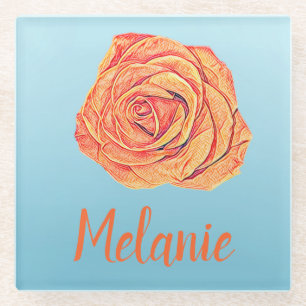 Tropisch Tangerine Glazen Onderzetter