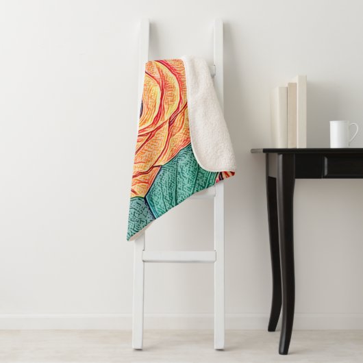 Tropisch Tangerine Roos Sherpa Deken (In situ)