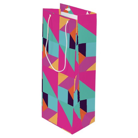 tropisch tangram wijn cadeautas (Voorkant Gekanteld)
