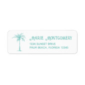 Tropisch Teal Palmboom Retouradreslabel Etiket (Voorkant)