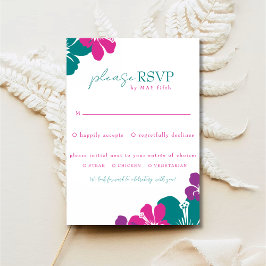 Tropisch Teal Roze Paarse Hibiscus RSVP Kaartje