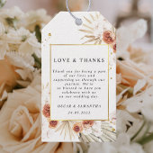 Tropisch Terracotta Gedroogd Palm Leaf Gold Lijst Cadeaulabel