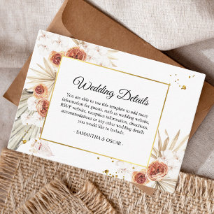 Tropisch Terracotta Gedroogd Palm Leaf Gold Lijst Informatiekaartje