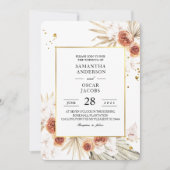 Tropisch Terracotta Gedroogd Palm Leaf Gold Lijst Kaart (Voorkant)