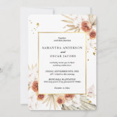 Tropisch Terracotta Gedroogd Palm Leaf Gold Lijst Kaart (Voorkant)