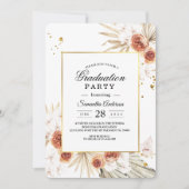 Tropisch Terracotta Gedroogd Palm Leaf Gold Lijst Kaart (Voorkant)