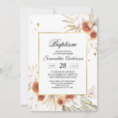 Tropisch Terracotta Gedroogd Palm Leaf Gold Lijst Kaart (Voorkant)