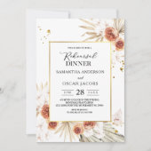 Tropisch Terracotta Gedroogd Palm Leaf Gold Lijst Kaart (Voorkant)