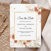 Tropisch Terracotta Gedroogd Palm Leaf Gold Lijst Save The Date