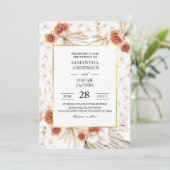 Tropisch terracotta Gedroogd palmpelleder en bloem Kaart (Staand voorkant)