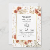 Tropisch terracotta Gedroogd palmpelleder en bloem Kaart (Voorkant)