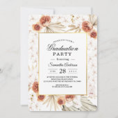 Tropisch terracotta Gedroogd palmpelleder en bloem Kaart (Voorkant)