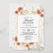 Tropisch terracotta Gedroogd palmpelleder en bloem Kaart (Voorkant)