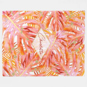 Tropisch Terracotta Monstera Leaf Pattern Modern Fleece Deken (Voorkant (Horizontaal))