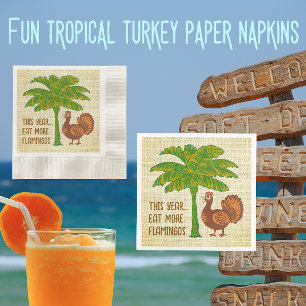 Tropisch Thanksgiving Eet Meer Flamingo's Servet