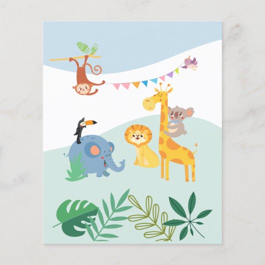 Tropisch thema 1e verjaardag Uitnodiging (Achterkant)