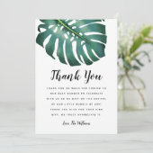 Tropisch thema Baby shower groen Bedankkaart (Staand voorkant)