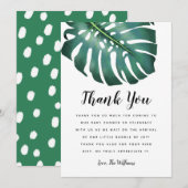 Tropisch thema Baby shower groen Bedankkaart (Voorkant / Achterkant)