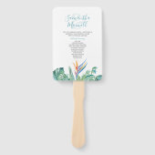 Tropisch Thema Bloemen Trouwprogramma Handwaaier (Voorkant)