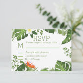 Tropisch thema Botanische RSVP bruiloft Kaartje (Staand voorkant)