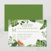 Tropisch thema Botanische RSVP bruiloft Kaartje (Voorkant / Achterkant)