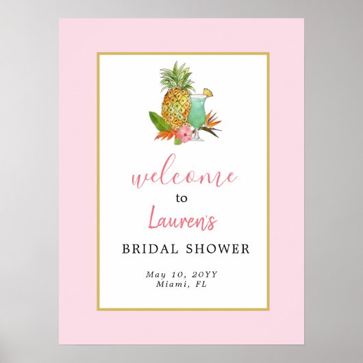 Tropisch thema Bruiloftsborrel Welkomstposter Poster (Voorkant)