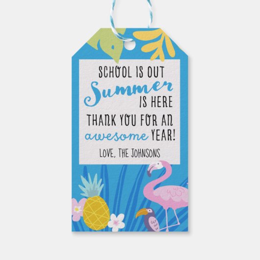 Tropisch thema De leraar persoonlijke cadeautjes L Cadeaulabel (Achterkant)