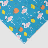 Tropisch thema Flamingo Fruits on Blue Background Tissuepapier (Detail)