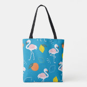Tropisch thema Flamingo Fruits on Blue Background Tote Bag (Achterkant)