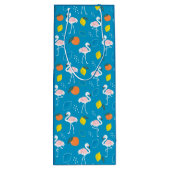 Tropisch thema Flamingo Fruits on Blue Background Wijn Cadeautas (Achterkant)