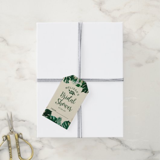 Tropisch thema foliage Chic Display Vrijgezellenfe Cadeaulabel (Met Touw)