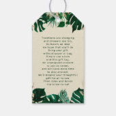 Tropisch thema foliage Chic Display Vrijgezellenfe Cadeaulabel (Achterkant)