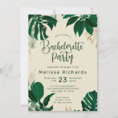 Tropisch thema groen blad vrijgezellenfeest kaart (Voorkant)