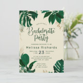 Tropisch thema groen blad vrijgezellenfeest kaart (Staand voorkant)