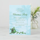 Tropisch thema groene Ornament blauwe kerstfeestda Kaart (Staand voorkant)