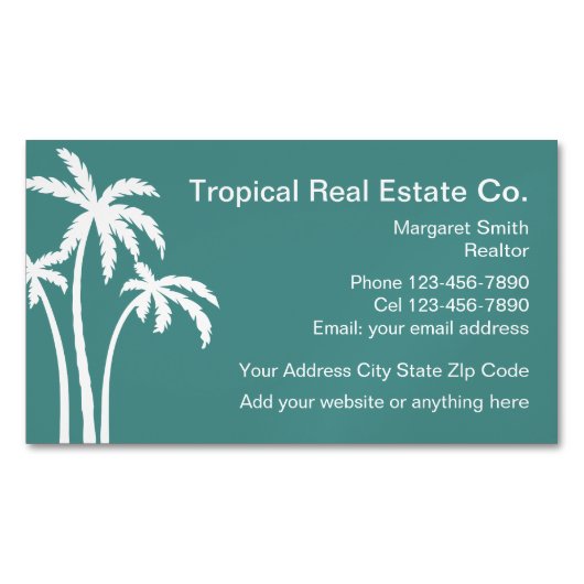 Tropisch thema onroerend goed magnetisch visitekaartje (Voorkant)