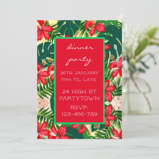 Tropisch thema patroon ontwerp party thema kaart (Staand voorkant)