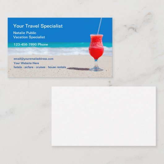 Tropisch thema reisvakantie specialist visitekaartje (Voorkant / Achterkant)