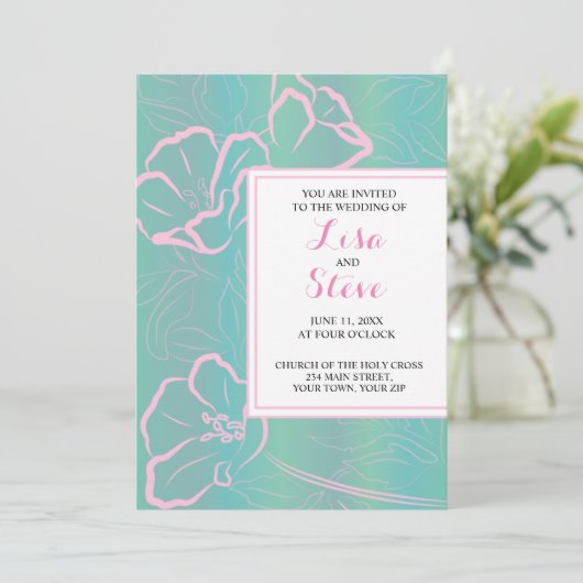 Tropisch thema Strand Bestemming Bruiloft Kaart (Staand voorkant)