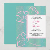 Tropisch thema Strand Bestemming Bruiloft Kaart (Voorkant / Achterkant)