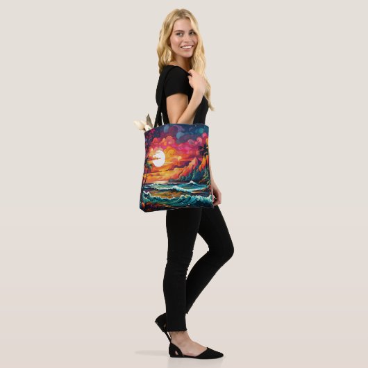 Tropisch thema tote bag (Op model)