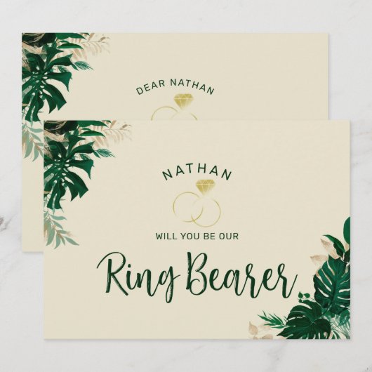 Tropisch Thema Wees onze Ringdrager Voorstelkaart (Voorkant / Achterkant)
