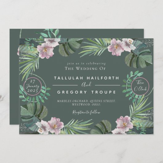 Tropisch thema zomer bruiloft uitnodiging (Voorkant / Achterkant)