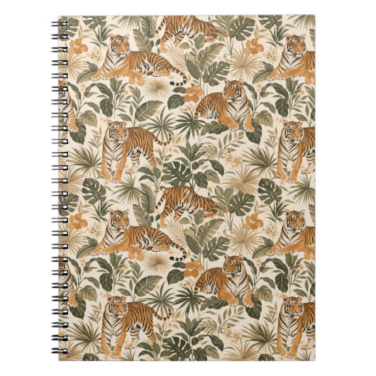 Tropisch Tiger Botanisch Spiraal Notebook Notitieboek (Voorkant)