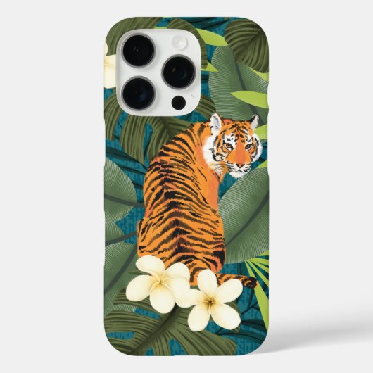 Tropisch Tiger Hawaiian Palm Oerwoud Blauwgroen Case-Mate iPhone Case (Achterkant)