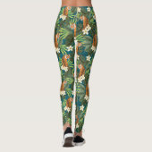 Tropisch Tiger Hawaiian Palm Oerwoud Blauwgroen Leggings (Achterkant)