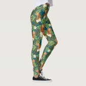 Tropisch Tiger Hawaiian Palm Oerwoud Blauwgroen Leggings (Rechts)